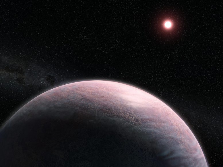 Exoplaneta Rocky orbitando una estrella enana roja
