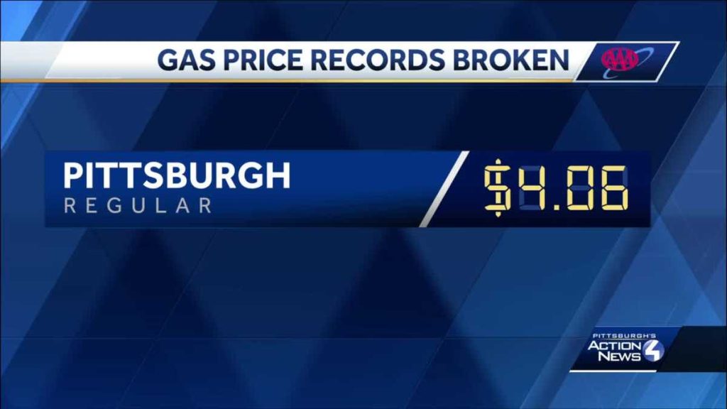 Subidas de precio de gasolina rompen récords en Pittsburgh