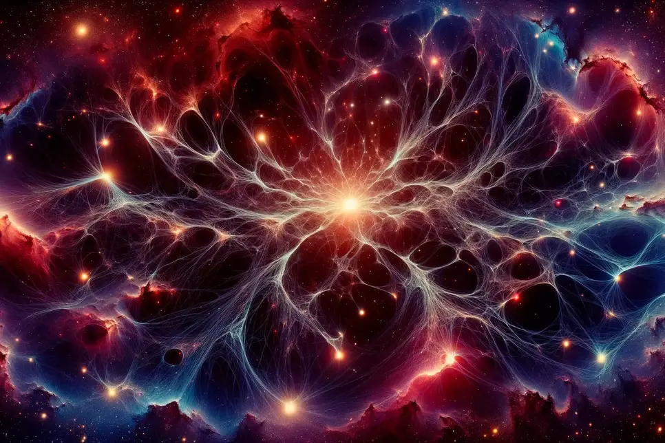 Arte conceptual de la cosmología de la materia oscura.
