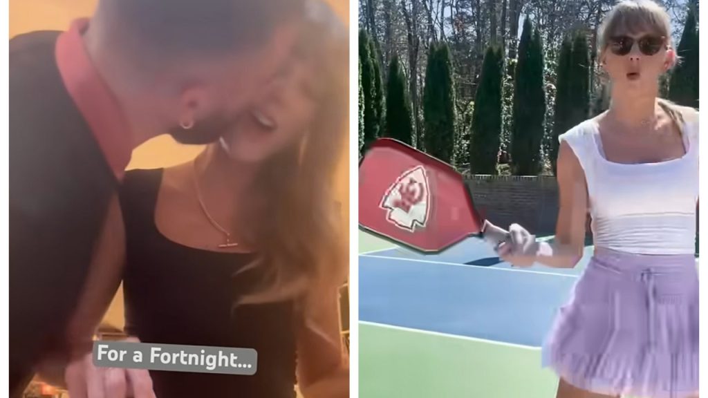 Travis Kelce besa a Taylor Swift mientras ella cocina en su video "Fortnight".