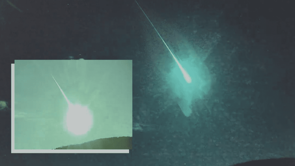 An ESA camera in Spain captures a bright fireball as it erupts over Portugal on May 18