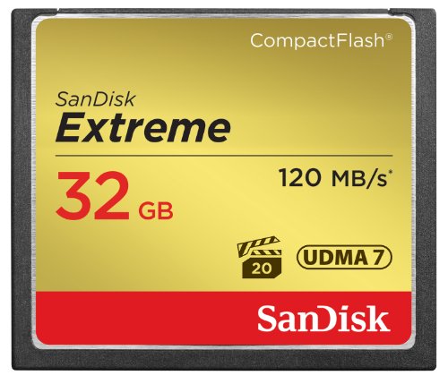 SanDisk SDCFXSB-032G-G46 - Tarjeta de Memoria Compact Flash de 32 GB (Velocidad de Lectura de 120 MB/s, Velocidad de Escritura de 85 MB/s, UDMA 7), Dorado